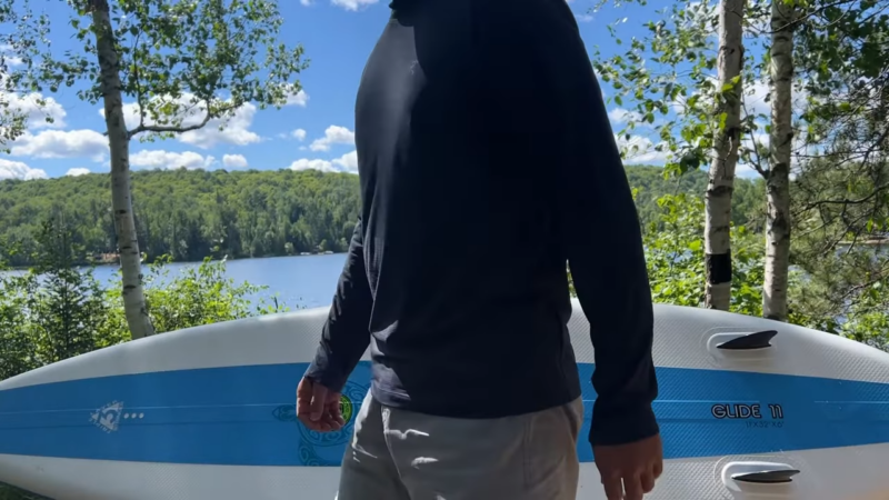 Man Wearing UPF Clothing Near a Lake